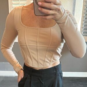 Elodie cream long sleeve cropped top with Sophisticated Style